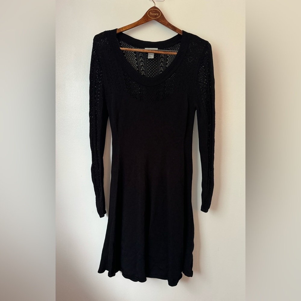 H&M Black Long Sleeve Sweater Dress Goth Lace